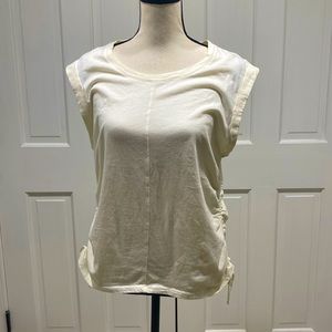 Anthropologie PILCRC ruched off-white top. New, never worn.  Size Large.